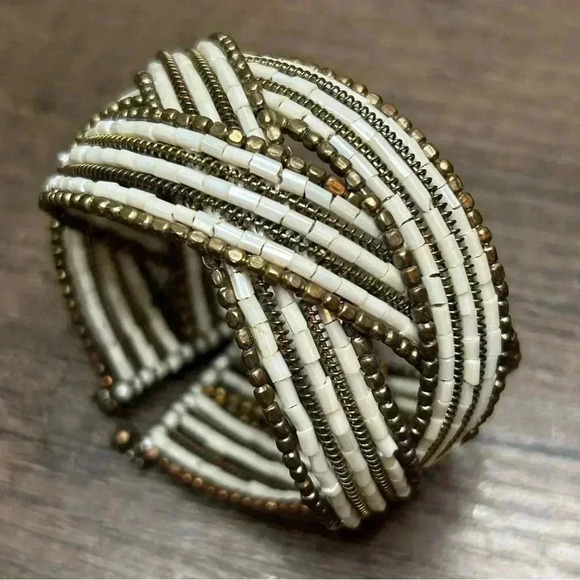 Beaded Multi Strand Three Twist Bracelet - Picture 1 of 3